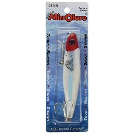 Mirrolure Mirromullet Xl Surface Walker, 3 12, 12 Oz, 3D Eyes, Red HeadWhite Back  BellySilver, Floatin 26MR-11